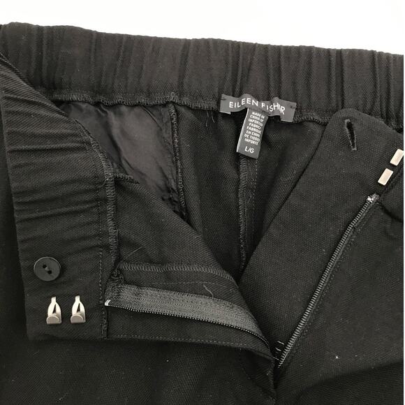 Eileen Fisher Black Elastic Waist Casual Pants Womens L - Picture 4 of 8